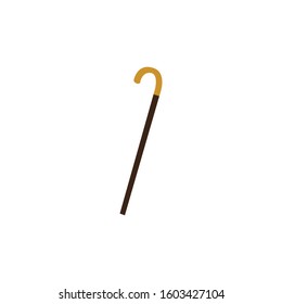Walking stick cane flat icon. You can be used walking stick cane icon for several purposes like: websites, UI, UX, print templates, promotional materials, info-graphics, web and mobile phone apps.