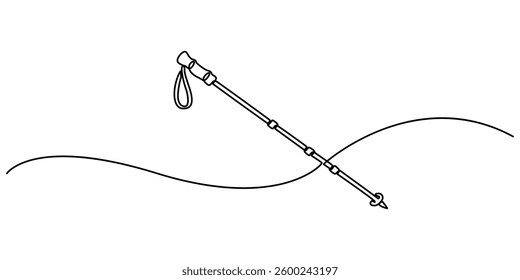 walking stick continuous one line drawing, Cane walking stick icons in outline and filled styles, elegant walking stick illustration hand drawn outline vector, Ornate walking stick illustration.