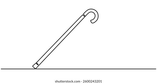 walking stick continuous one line drawing, Cane walking stick icons in outline and filled styles, elegant walking stick illustration hand drawn outline vector, Ornate walking stick illustration.