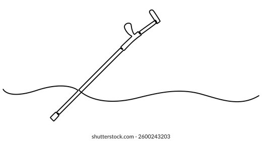 walking stick continuous one line drawing, Cane walking stick icons in outline and filled styles, elegant walking stick illustration hand drawn outline vector, Ornate walking stick illustration.