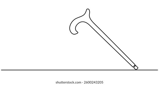 walking stick continuous one line drawing, Cane walking stick icons in outline and filled styles, elegant walking stick illustration hand drawn outline vector, Ornate walking stick illustration.