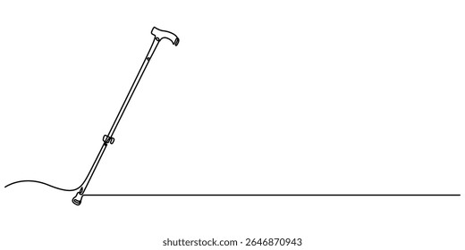 bengala desenho contínuo de uma linha, bengala ícones de bengala em contorno e estilos preenchidos, elegante bengala ilustração desenhado à mão vetor contorno, Ornate andando stick ilustração. 