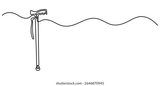 bengala desenho contínuo de uma linha, bengala ícones de bengala em contorno e estilos preenchidos, elegante bengala ilustração desenhado à mão vetor contorno, Ornate andando stick ilustração. 