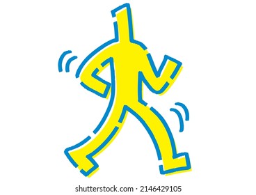 Walking stick figure. Hand-drawn vector data.
