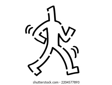 Figura de palo de marcha. Datos de vector hechos a mano.