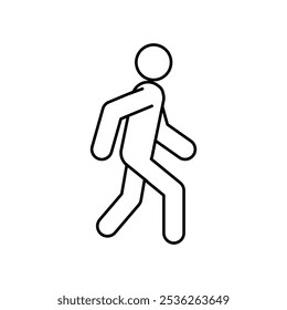 Walking stick figure line icon. Vector illustration.