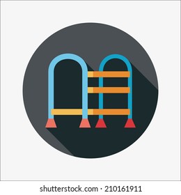 walking stick flat icon with long shadow