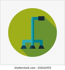 walking stick flat icon with long shadow
