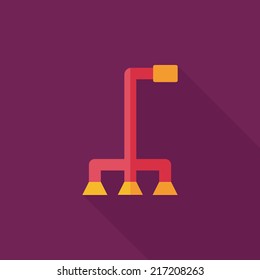 walking stick flat icon with long shadow