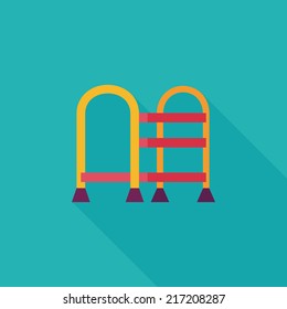 walking stick flat icon with long shadow