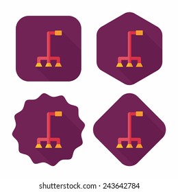 walking stick flat icon with long shadow