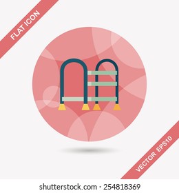 walking stick flat icon with long shadow