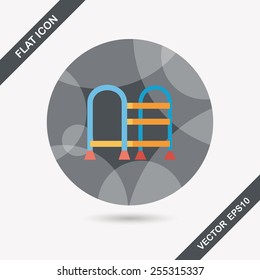 walking stick flat icon with long shadow