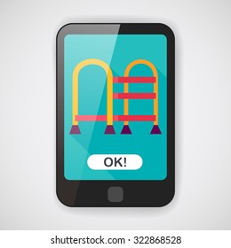walking stick flat icon with long shadow
