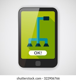 walking stick flat icon with long shadow