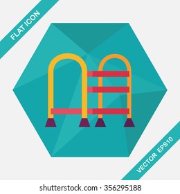 walking stick flat icon with long shadow