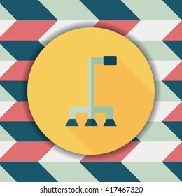 walking stick flat icon with long shadow