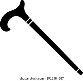 Walking Stick Icon. Black Stencil Design. Vector Illustration.