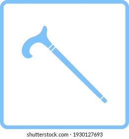 Walking Stick Icon. Blue Frame Design. Vector Illustration.