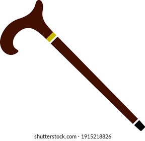 Walking Stick Icon. Flaches Farbdesign. Vektorgrafik.
