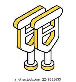 Walking stick icon, linear design of crutches