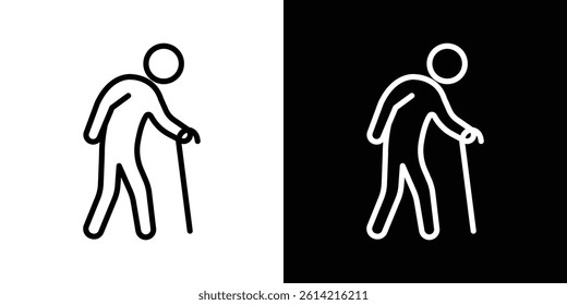 Walking stick icon outline collection for web design