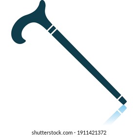 Walking Stick Icon. Shadow Reflection Design. Vector Illustration.