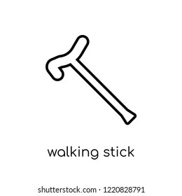 Walking stick icon. Trendy modern flat linear vector Walking stick icon on white background from thin line Health and Medical collection, editable outline stroke vector illustration