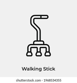 walking stick icon vector. Linear style sign for mobile concept and web design. walking stick symbol illustration. Pixel vector graphics - Vector.
