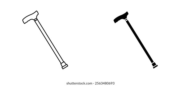 Walking stick icons in outline and fill. vector illustration for ui.