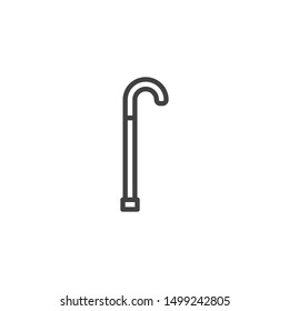 Walking stick line icon. Crutch linear style sign for mobile concept and web design. Wooden cane stick outline vector icon. Symbol, logo illustration. Vector graphics