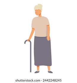 Walking stick on granny icon cartoon vector. Running family. Person mature