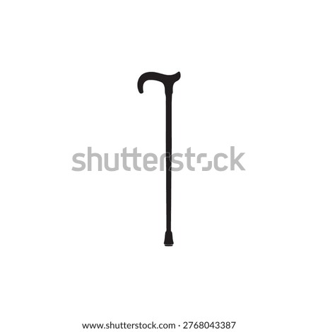 Walking stick silhouette icon vector illustration on white background.
