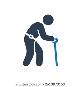 Walking Stick Usage Icon On White Background