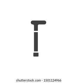 Walking stick vector icon. Crutch filled flat sign for mobile concept and web design. Stick cane glyph icon. Symbol, logo illustration. Vector graphics