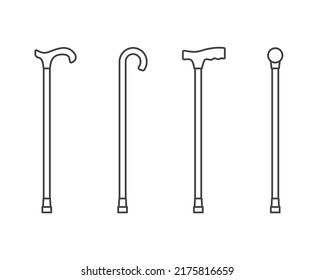 walking sticks and canes set -vector illustration