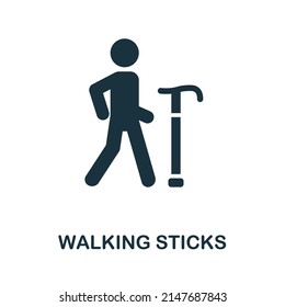 Icono de Walking Sticks. Icono monocromo simple Walking Sticks para plantillas, diseño web e infografías