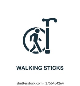 Walking Sticks icon. Simple element from trauma rehabilitation collection. Creative Walking Sticks icon for web design, templates, infographics and more