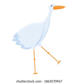 Icono de cigüeña. Caricatura del icono del vector de cigüeña para el diseño web aislado en fondo blanco