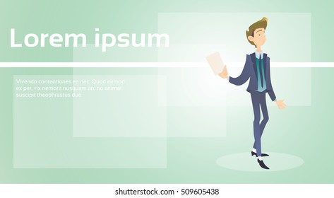 Walking Successful Business Man Go Make Step Flat Vector Illustration