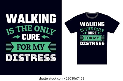 Walking T Shirt Design Template Vector