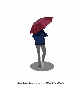 Walking Through a Rainy Day with Umbrella