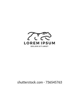 walking tiger line art outline logo vector icon template