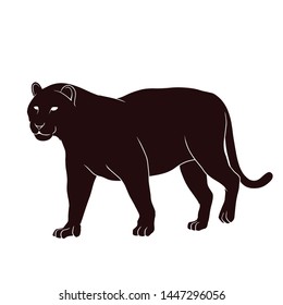walking tiger silhouette vector isolated on white background