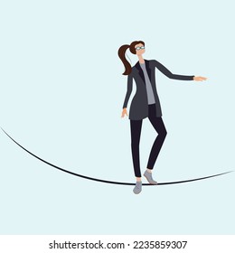 Walking the tightrope vector illustration graphic