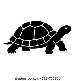 Walking Tortoise Side View with Patterned Shell Silhouette for Pet Care and Veterinary Projects