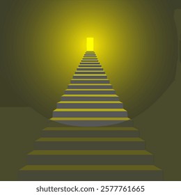 Walking towards the light. Light at the end of the tunnel. Steps leading to light in the dark. EPS 10.