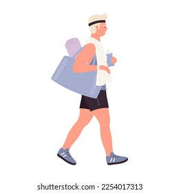 Walking trainer with training equipment. Sport session, personal gym coach vector illustration