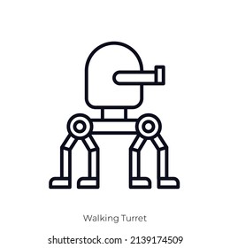 Walking Turret icon. Outline style icon design isolated on white background