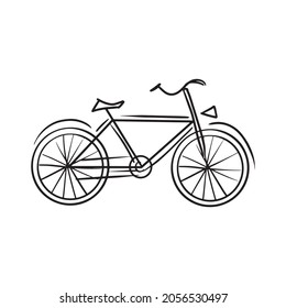 Walking two-wheeled bicycle. Vector sketch doodle drawn by hand